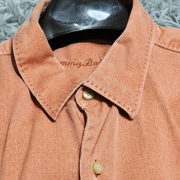 Tommy Bahama Shirt‎ Mens Sz XL Orange Rust Silk Wool Blend Button Up Down XLarge - Picture 3 of 12
